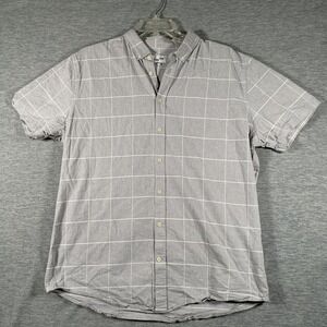 Frank + Oak Shirt Mens 2XL Gray Check Short Sleeve Button Front Casual